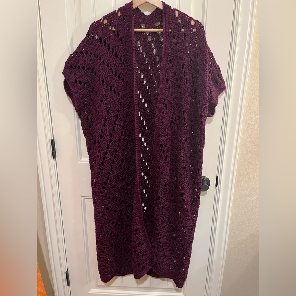 Gorgeous Purple Handmade Duster Cardigan